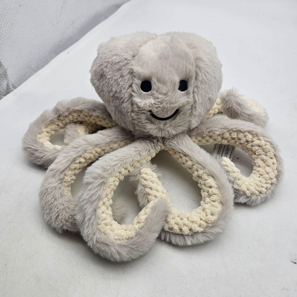 Apricot Lamb Octopus Plush Stuffed Animal Toy Small Gray Soft Washable Cute